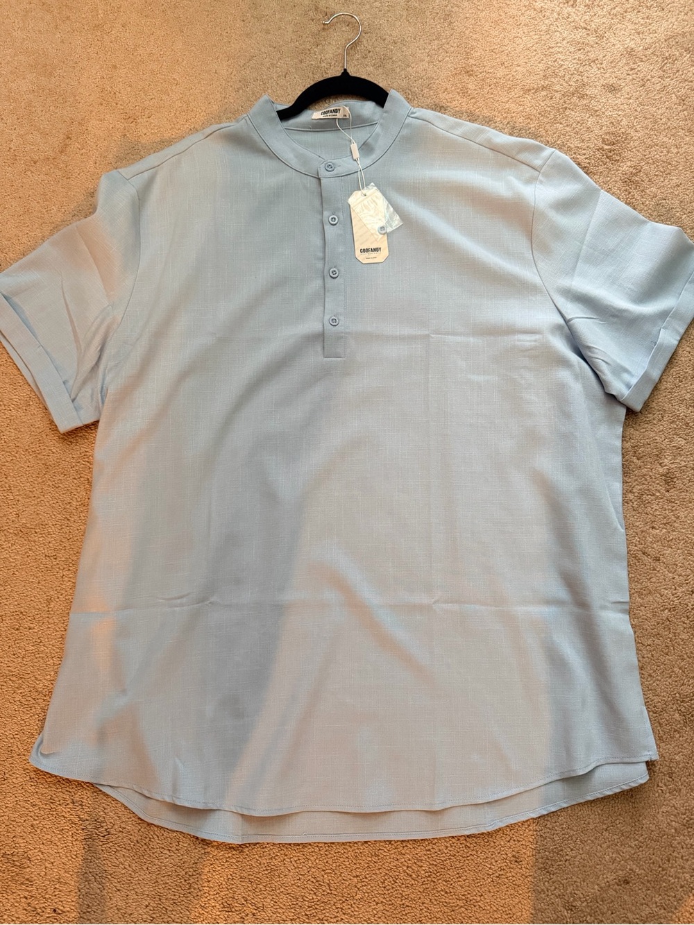 NWT Men’s Short-Sleeve Henley Shirt XXL (cuffed sleeves)